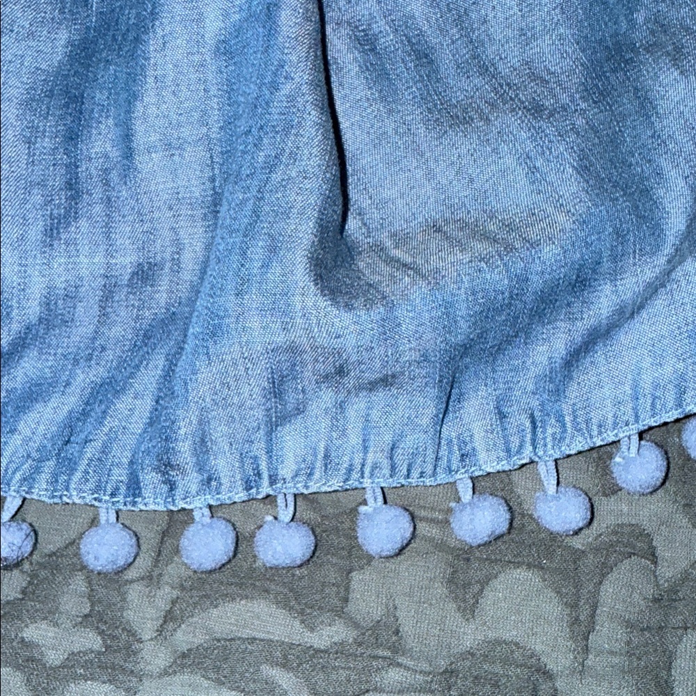 Crown & Ivy women’s medium blue chambray maxi dress elastic cheat area - Picture 8 of 11